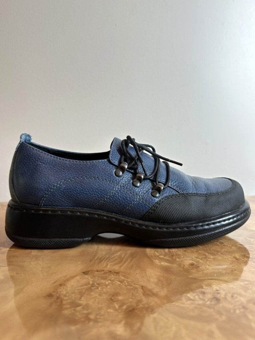 Dansko Blue Leather Lace Up Oxford Comfort Shoes Women's 38 Made Morocco